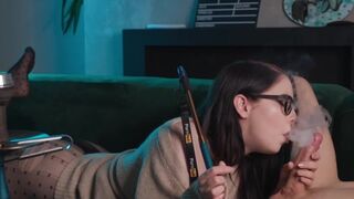 Girl in Glasses Smokes and Sucks Big Cock while I Cunnilingus her