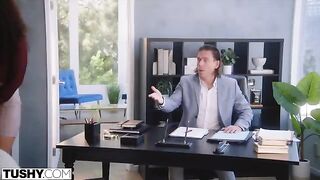 Redhead woman Willow fucks in her ass with a potential boss