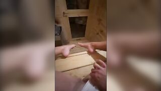 The guy masturbates in sauna and gets fucked hard