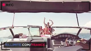 Sex on the yacht with a big ass brunette