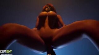 Busty woman fucked by a huge monster cock in 3D animation