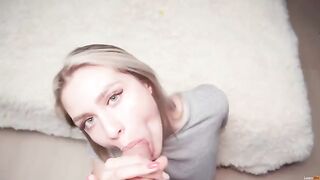 A blowjob with a deep connection, culminating in a hot release on her boobs