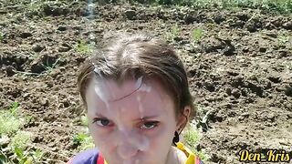 A young cute girl has sex with many guys and gets a lot of sperm on her face