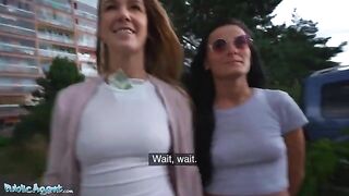 Public Agent finds two sexy babes for a threesome in basement