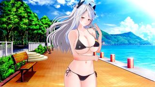 Prinz Eugen's big tits waifu action in first-person view