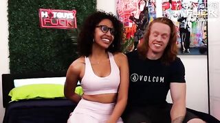 Latina slut fucks a muscular redhead guy with huge cock