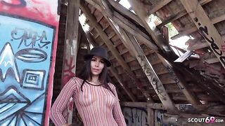Outdoor casting with Jessy Jey, raw and rough sex on the street for cash and fame