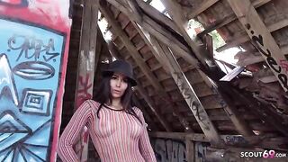 Outdoor casting with Jessy Jey, raw and rough sex on the street for cash and fame