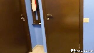 An amateur couple shoots their kinky home video with a teen