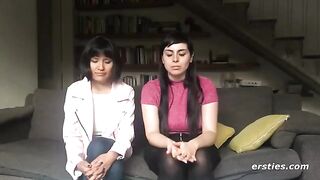 Two hot lesbian friends try a new sex toy for more pleasure