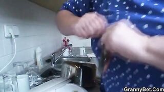 Old grandma gets her pussy railed by younger dude in steamy action