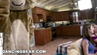 Bunch of bitches getting fucked by a crowd of guys in an orgy