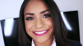 A girl in a school uniform seduces her teacher with her charm