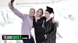 Busty stepmom rewards her stepson with a wet pussy graduation present