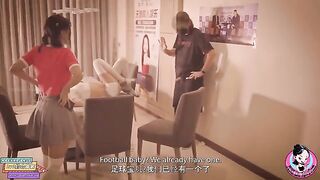 The Asian girl is good at football, check it out
