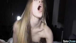 Petite teen gets her pussy smashed hard and deep