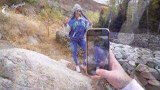 Great blowjob in nature after a photo shoot of young tourists - AnGelya.G