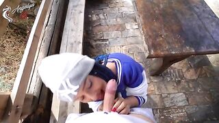 Great blowjob in nature after a photo shoot of young tourists - AnGelya.G