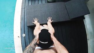 Bikini-clad babe gets creampied after rough outdoor sex