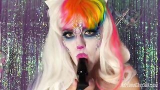 Rainbow dildo makes Adriana Chechik squirt in the spookiest way this Halloween