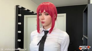 Makima, a sadistic nurse in a latex suit, dominates and fucks her patient