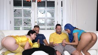 Two extra-hot stepdaughters Keira Croft and Penelope Woods getting fucked by their daddies