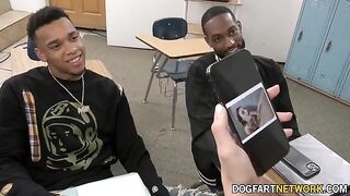 Kenzie Love gets her pussy railed by two black cocks in a 2 on 1 action