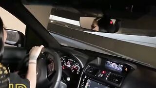 Cute slender girl fucked in her car in the parking lot