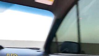 Cute slender girl fucked in her car in the parking lot