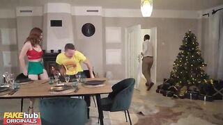 The whole family is sharing a Thanksgiving dinner together