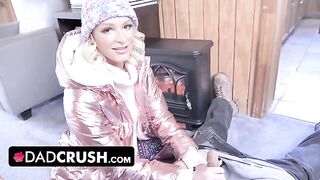 Young babe Emma Hix gets her pretty tits fucked by a horny stepdad