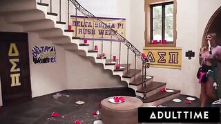 The busty housekeeper, a fan favorite, gets a wild gangbang and bukkake scene in this steamy ADULT TIME video