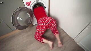 A step mom got stuck in a washing machine and her stepson filmed it