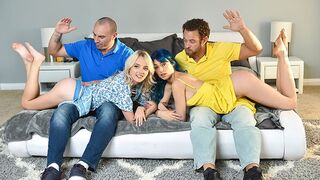 Cute girls get punished by their daddies in a taboo scenario