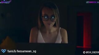 Petite teen Lesya Moon gets scared and fucked on Halloween night