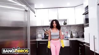 A lovely maid got fucked by her black master for cleaning