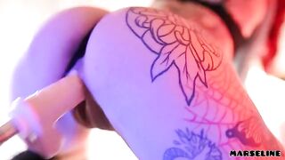The pretty girl Marseline fucks with a machine in a steamy scene