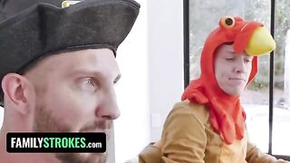 The stepdaughter and stepmom are thankful for cock on Thanksgiving