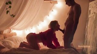 A real couple has an intimate and passionate homemade session
