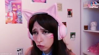 Gamer girl Dva fucks while playing Overwatch with her pussy