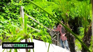 Two teens caught painting their tits on 4th Of July