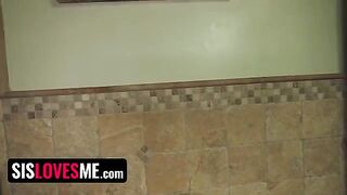 Pervert guy caught his stepsis Natalie Porkman rubbing her pussy with a pillow
