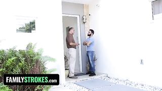 Little slut Claire Black seduces her step uncle and fucks him hard all over the house