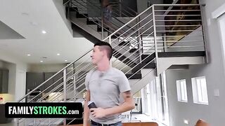 Two stepbrothers fuck their step sister Sarah Bella
