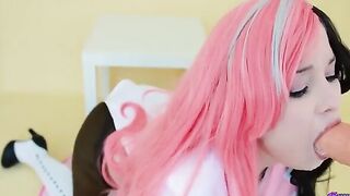 Hidori Rose, in a Neopolitan RWBY cosplay, performs oral and has sex