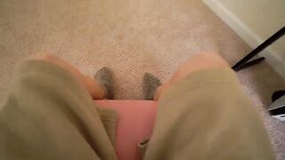 Cute girl doesn’t know she’s being fucked by a stranger through the gloryhole