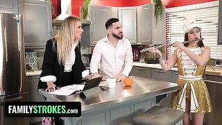 Daddy’s jizz covers Josie Tucker’s big, juicy tits in taboo scene