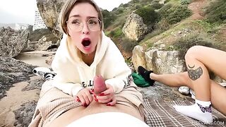 Two beautiful girls are fucking with a guy on the beach