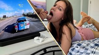 Girl plays Xbox and got a dirty penis in her throat