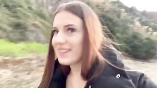A cute girl was caught getting fucked on the beach by friends